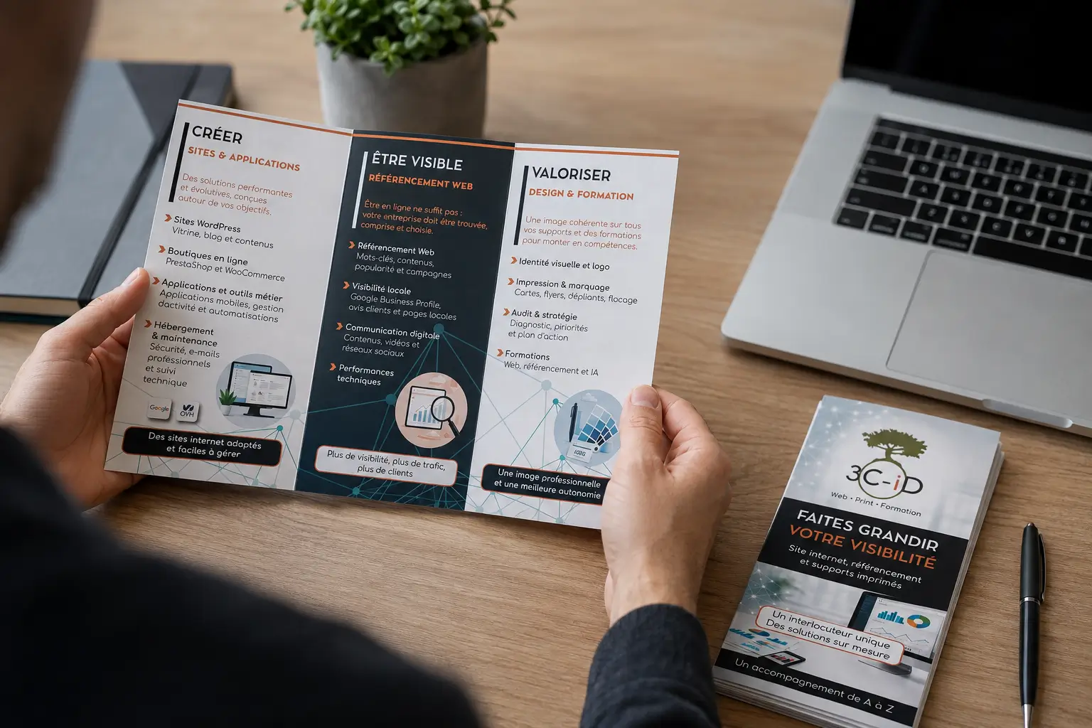 Nouveau dépliant professionnel 3C-ID consacré au Web, au Print et à la formation